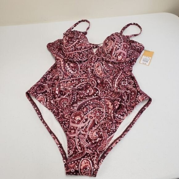 Kona Sol Paisley Print One Piece Swimsuit Size Large 12-14 - Picture 4 of 12